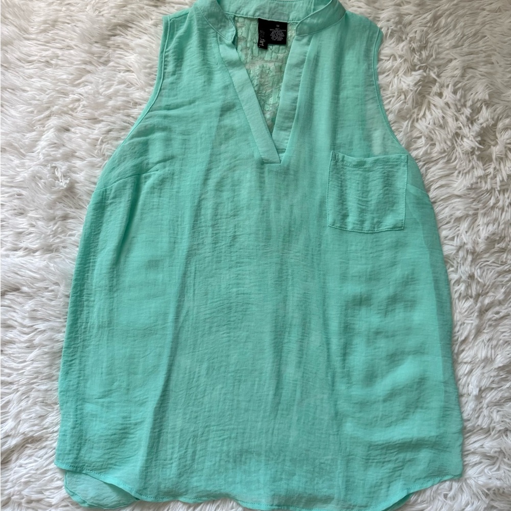 Ultra Flirt Sleeveless Aqua Blouse